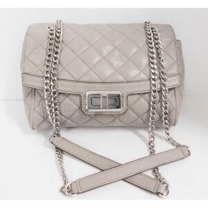 Michael Kors Gray‎ Quilted Leather Turn Lock Shoulder Crossbody Bag